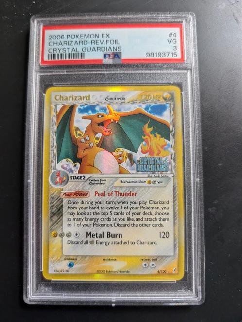 PSA 3 Crystal Guardians reverse charizard, Hobby en Vrije tijd, Verzamelkaartspellen | Pokémon, Zo goed als nieuw, Losse kaart