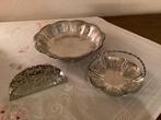 Antiek Verzilverd.Koekjesschaal+ Bonbonschaal+ Servethouder., Ophalen of Verzenden