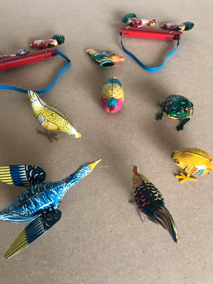 Blikken speelgoed, kip, eend, kikker, Antiek en Kunst, Antiek | Speelgoed, Ophalen of Verzenden