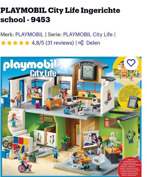 Playmobil  - City Life Ingerichte School 9453 en meer, Kinderen en Baby's, Speelgoed | Playmobil, Zo goed als nieuw, Ophalen