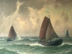 Henk Dekker, Katwijkse vissers op zee, Antiek en Kunst, Kunst | Schilderijen | Klassiek, Ophalen