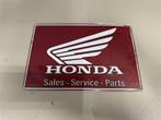 Metaal bord - Honda Sales - Service - Parts - 20x30 cm, Ophalen of Verzenden, Nieuw, Reclamebord