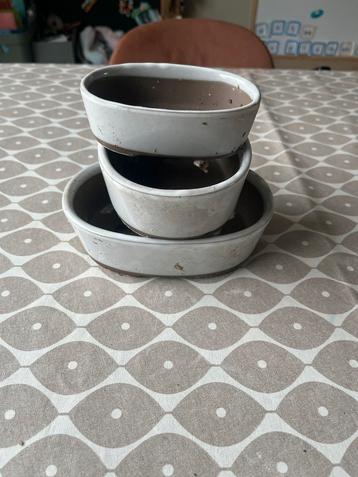 Bonsai potjes set van 3 japanse productie potten wit beschikbaar voor biedingen