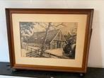 Wim Riem ‘77 Originele pentekening ‘Kampboer in Geesteren’, Antiek en Kunst, Ophalen of Verzenden