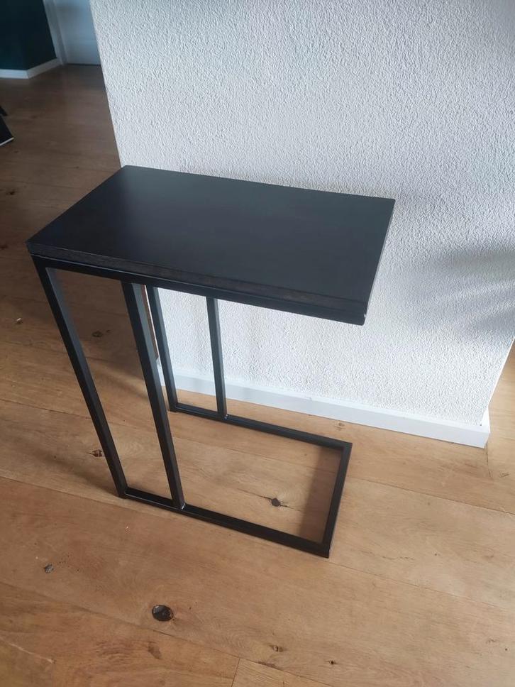 Nieuw modern zwart eiken laptoptafel banktafel!, Huis en Inrichting, Tafels | Bijzettafels, Nieuw, Rechthoekig, 60 cm of meer