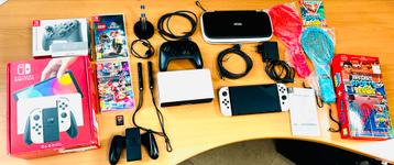 Nieuwe Nintendo Switch OLED+Nintendo Pro Contoller+games beschikbaar voor biedingen