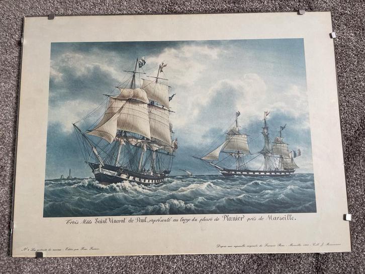 Schepen voor de kust van Marseille, Antiek en Kunst, Kunst | Tekeningen en Foto's, Ophalen