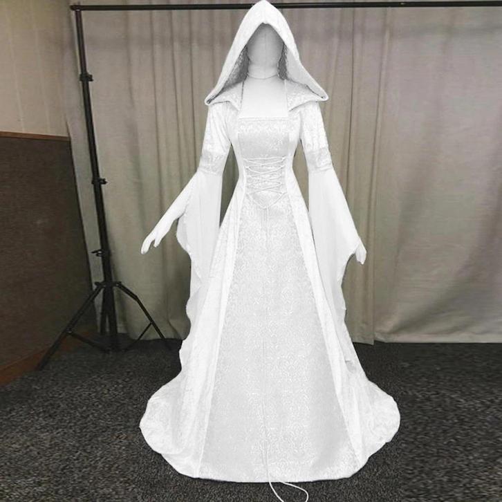 Lange witte middeleeuwse jurk (renaissance victoriaanse), Kleding | Dames, Carnavalskleding en Feestkleding, Nieuw, Kleding, Historisch