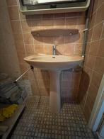 Lichtbeige wastafel met zuil en bijpassend plancet, Huis en Inrichting, Badkamer | Badkamermeubels, Ophalen, 50 tot 100 cm, Zo goed als nieuw