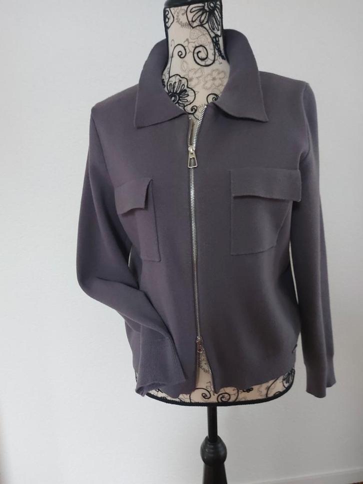 Maicazz Grijs Gebreid Vest met Polokraag - Maat L, Kleding | Dames, Truien en Vesten, Zo goed als nieuw, Maat 42/44 (L), Grijs