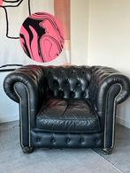 Klassieke Chesterfield Stoel, Gebruikt, Eenpersoons, Ophalen of Verzenden, Rechte bank