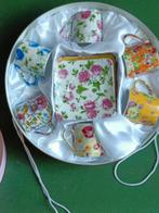 Zes espresso mokka koffie kopjes rozen bloemen chintz, Ophalen of Verzenden, Zo goed als nieuw, Kop en/of schotel