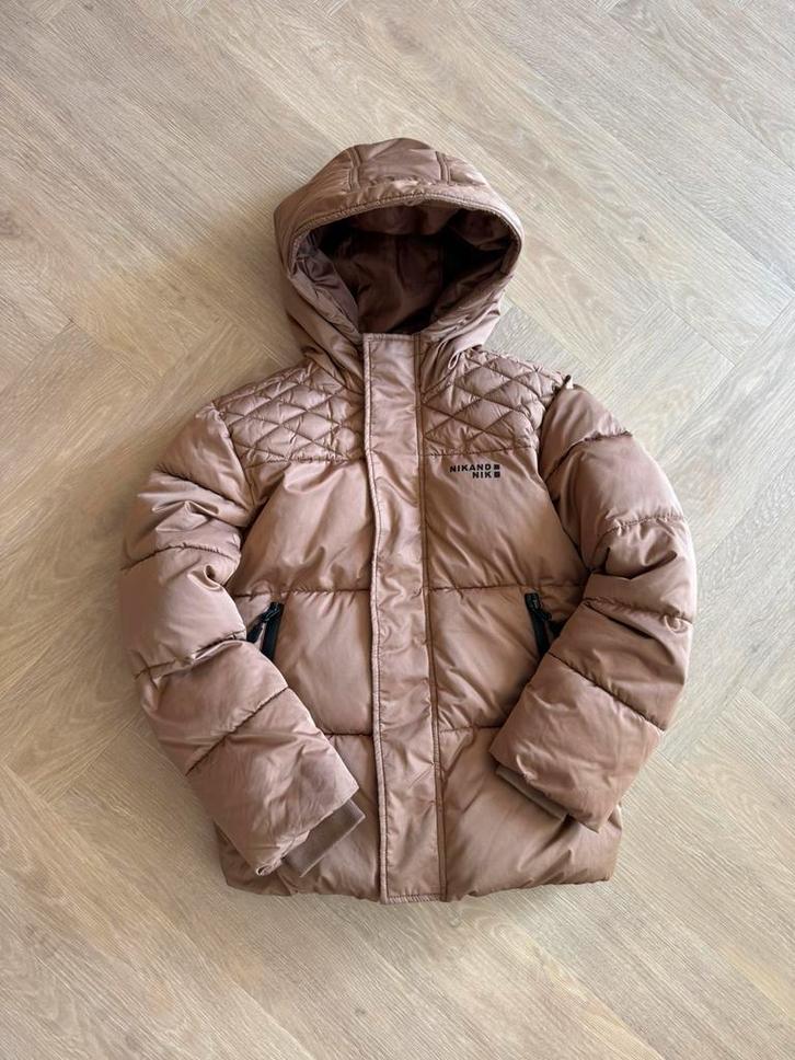 Nik & Nik Winterjas bruin maat 140, Kinderen en Baby's, Kinderkleding | Maat 140, Zo goed als nieuw, Meisje, Jas, Ophalen of Verzenden