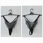 Zwarte string met steentjes, Kleding | Dames, Ondergoed en Lingerie, Verzenden, Zwart, String