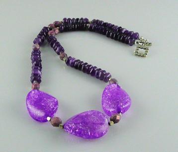 Ketting Christina bergkristal-glas facet-amethist zilver beschikbaar voor biedingen