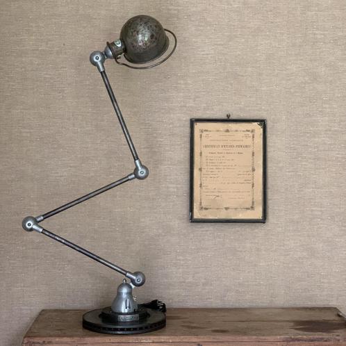 Jieldé | Blank metaal | Tafellamp | Vintage | Oud | 3-armig, Huis en Inrichting, Lampen | Tafellampen, Gebruikt, 50 tot 75 cm