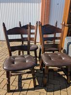 leren stoelen - schuuropruiming, Huis en Inrichting, Stoelen, Ophalen, Gebruikt, Bruin, Hout