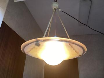 Antieke Art Deco Glazen Schotellamp. France. beschikbaar voor biedingen
