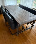 Rivière Maison Eetkamerset met leren bank en stoelen, Huis en Inrichting, Tafels | Eettafels, Gebruikt, 200 cm of meer, Vijf personen of meer