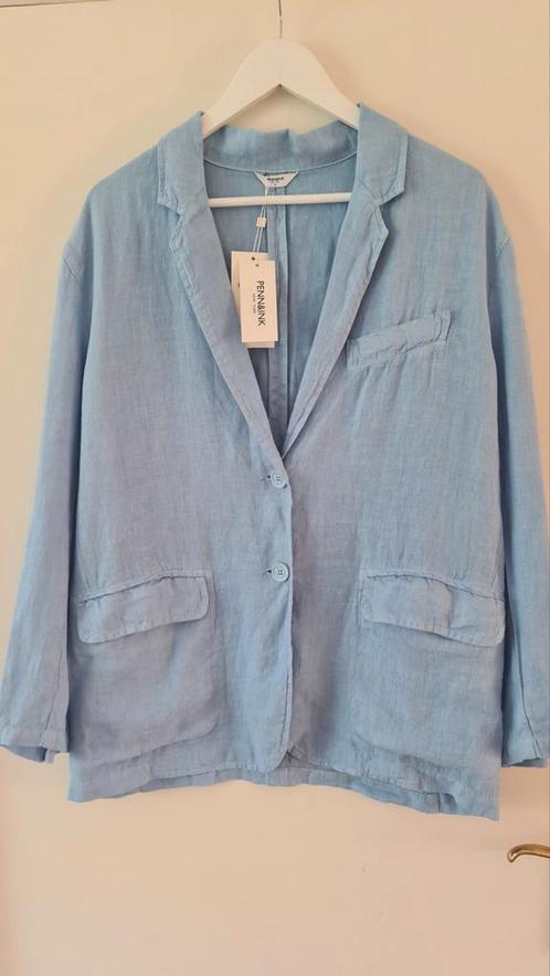 Nieuwe linnen blazer 36 38 40 lichtblauw baggy shell, Kleding | Dames, Jasjes, Kostuums en Pakken, Nieuw, Jasje, Maat 36 (S), Blauw