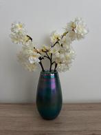 Vaas met kunstbloemen, Ophalen, Blauw, Aardewerk of Porselein, Zo goed als nieuw