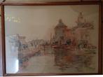 Jan Altink(1885)Tekening"Gezicht Groningen Winschoterdiep"Ge, Antiek en Kunst, Ophalen of Verzenden