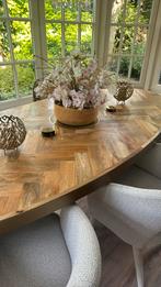 Prachtige ovale eettafel te koop met gouden kruispoot, Huis en Inrichting, Tafels | Eettafels, 200 cm of meer, Ophalen of Verzenden