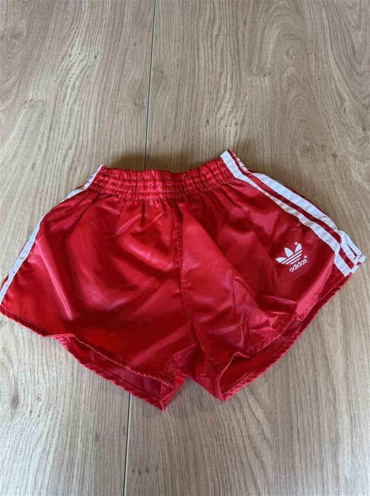 Adidas Vintage 80s Glanz Running Sprinter Shorts Rood Wit D4, Kleding | Dames, Broeken en Pantalons, Zo goed als nieuw, Maat 34 (XS) of kleiner