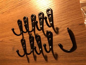 Nieuwe enkele stalen zwart gemoffeld kapstok haakjes 10 stuk beschikbaar voor biedingen