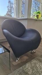 Papageno Leolux fauteuil, blauw leer, Huis en Inrichting, Fauteuils, Ophalen, Zo goed als nieuw, 75 tot 100 cm, Modern