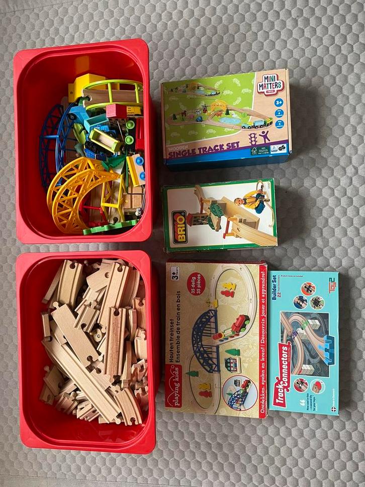 Houten Treinbaan Set - BRIO, Mini Matters, Track Connectors, Kinderen en Baby's, Speelgoed | Overig, Zo goed als nieuw, Jongen of Meisje