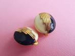 jwg Vintage 70s Art Deco stl oorbellen emaille goud kl blauw, Sieraden, Tassen en Uiterlijk, Antieke sieraden, Ophalen of Verzenden