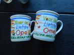 2 bekers: opa en oma, Huis en Inrichting, Keuken | Servies, Ophalen, Gebruikt, Overige stijlen, Kop(pen) en/of Schotel(s)