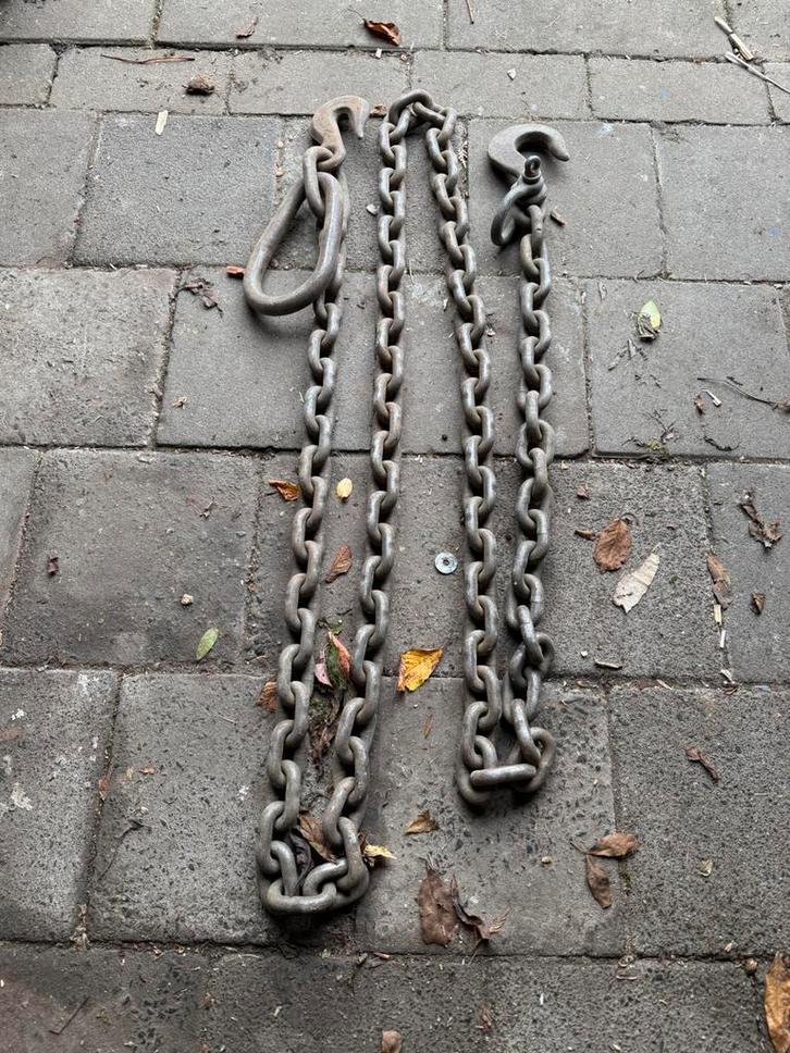 Zware militaire sleepketting met haken, Doe-het-zelf en Verbouw, Lieren en Takels, Gebruikt, Ophalen