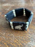 Armband met olifanten zwart met ivoorkleur, Verzenden