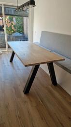 Massief Eiken Eettafel - 220x90cm, Ophalen, Eikenhout, 200 cm of meer, 50 tot 100 cm