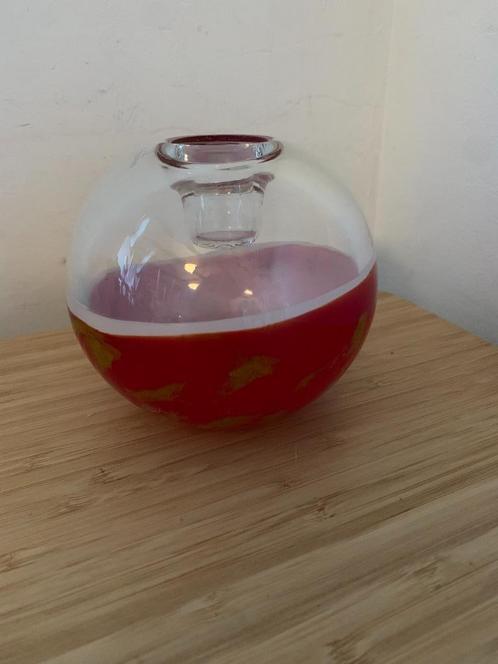 Villeroy & Boch Bolvormige vaas en kandelaar Glas rood, Huis en Inrichting, Woonaccessoires | Vazen, Zo goed als nieuw, Rood, Minder dan 50 cm