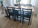6 houten eetkamerstoelen zwart vintage, Huis en Inrichting, Stoelen, Ophalen, Zwart, Zo goed als nieuw, Vijf, Zes of meer stoelen