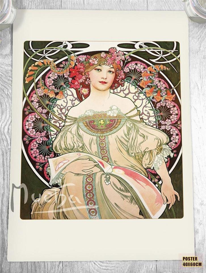 Alphonse Mucha Art Nouveau Kunst Poster Affiche 40x60, Verzamelen, Posters, Nieuw, Film en Tv, A1 t/m A3, Ophalen of Verzenden