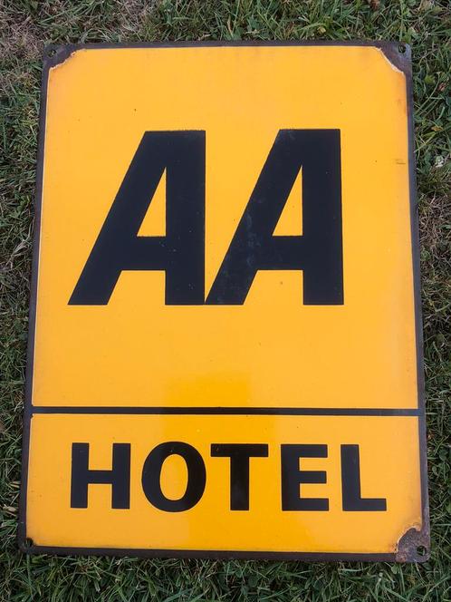 Emaille bord reclamebord aa hotel anwb auto garage, Verzamelen, Merken en Reclamevoorwerpen, Gebruikt, Reclamebord, Ophalen of Verzenden