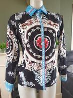Made in Italy zwarte print top blouse 38 M 40 Gratis verzend, Maat 38/40 (M), Made in Italy, Verzenden, Zwart