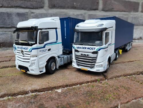 van der Most Daf en Mercedes Benz Actros, Hobby en Vrije tijd, Modelauto's | 1:50, Nieuw, Bus of Vrachtwagen, Wsi, Ophalen of Verzenden
