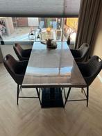 Bar tafel eiken met zwarte stalen poot met voetsteun, Ophalen, 50 tot 100 cm, Zo goed als nieuw, Vijf personen of meer