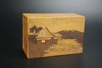 Antiek Japans doos kistje intarsia Mount Fuji Meiji periode, Ophalen of Verzenden