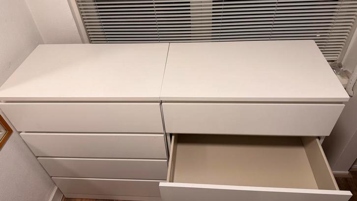 2x Malm ladekast wit - Rotterdam, Huis en Inrichting, Kasten | Dressoirs, Gebruikt, 50 tot 100 cm, 25 tot 50 cm, Met lade(s), Overige materialen