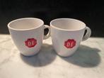 2 Douwe Egberts Koffiemokken wit, Huis en Inrichting, Keuken | Servies, Gebruikt, Keramiek, Ophalen of Verzenden, Effen