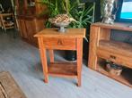 Teakhouten sidetable met lade; 62x38x77, Huis en Inrichting, Tafels | Sidetables, Ophalen, 50 tot 100 cm, Teakhout, Landelijk