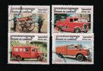 Cambodja.  Brandweerwagens.  Merryweather, MAN-Metz., Ophalen of Verzenden, Gestempeld, Auto's