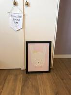 Poster konijn roze kinderkamer, Wanddecoratie, Zo goed als nieuw, Ophalen