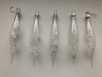 Vijf glazen kerstboomhangers/pegels beschikbaar voor biedingen